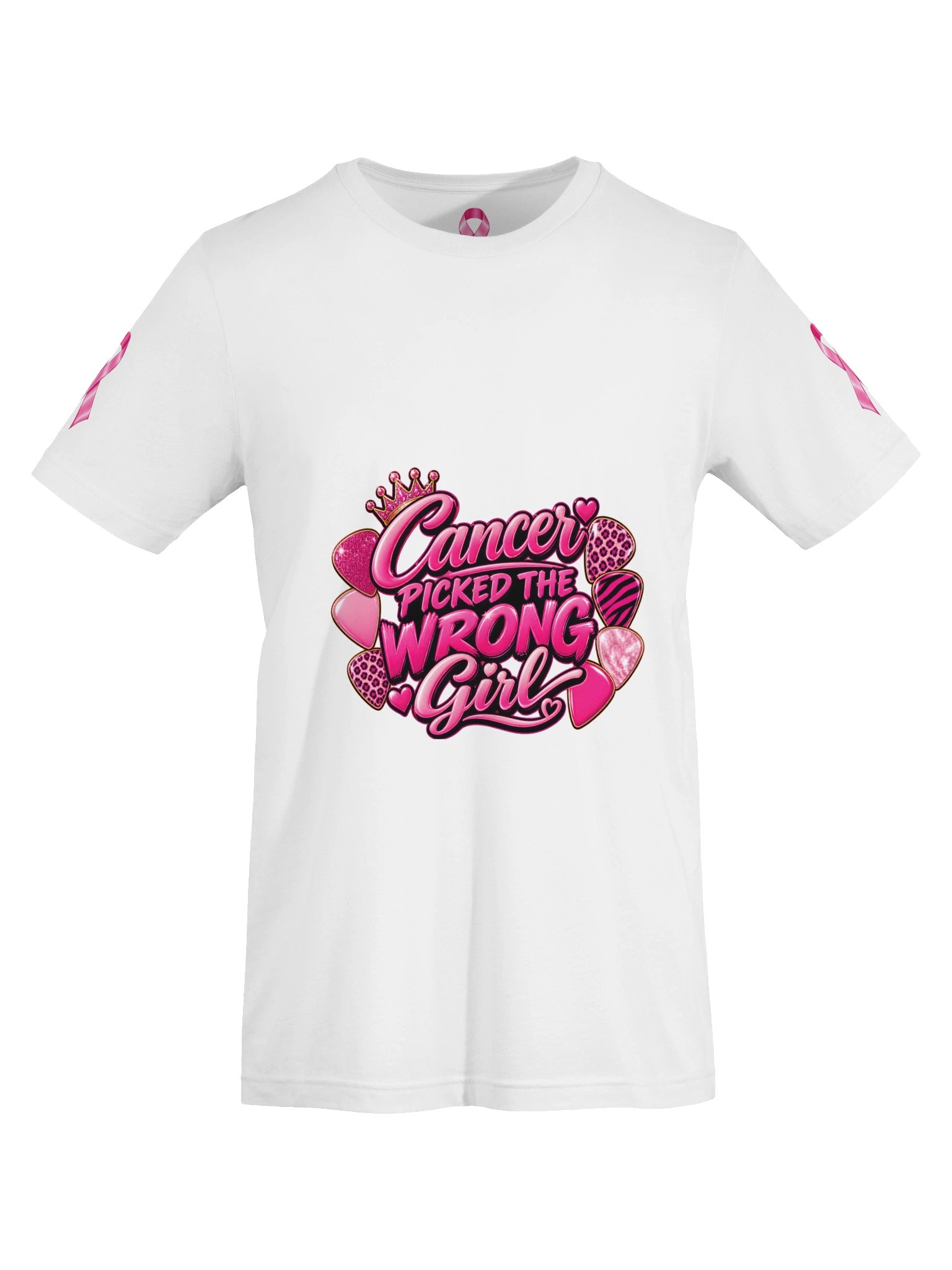 Cancer Picked the Wrong Girl Pink Heart Tee product image (54)