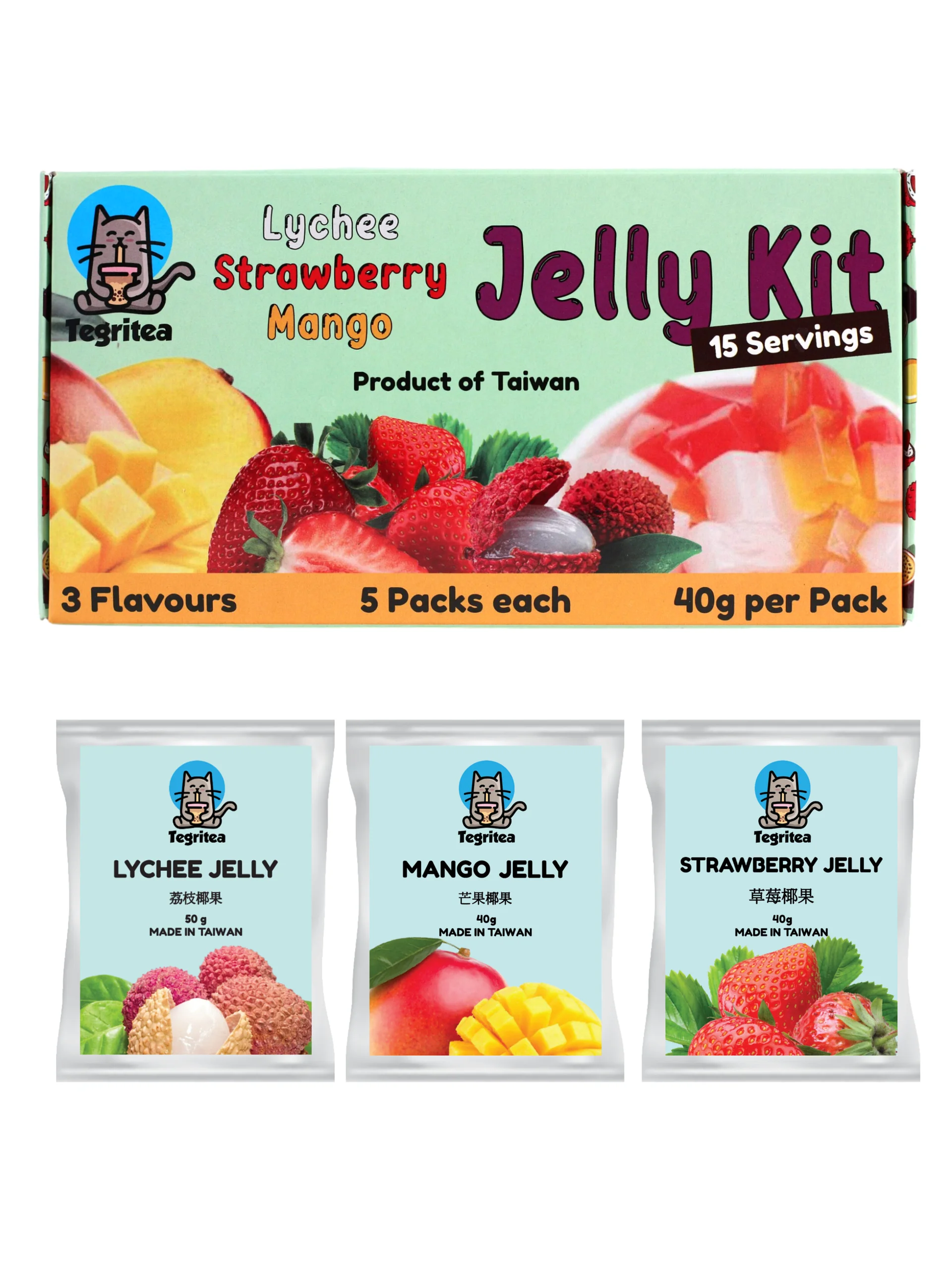 Strawberry/Mango/Lychee Assorted BBT Jelly (15 Servings) product image (1)