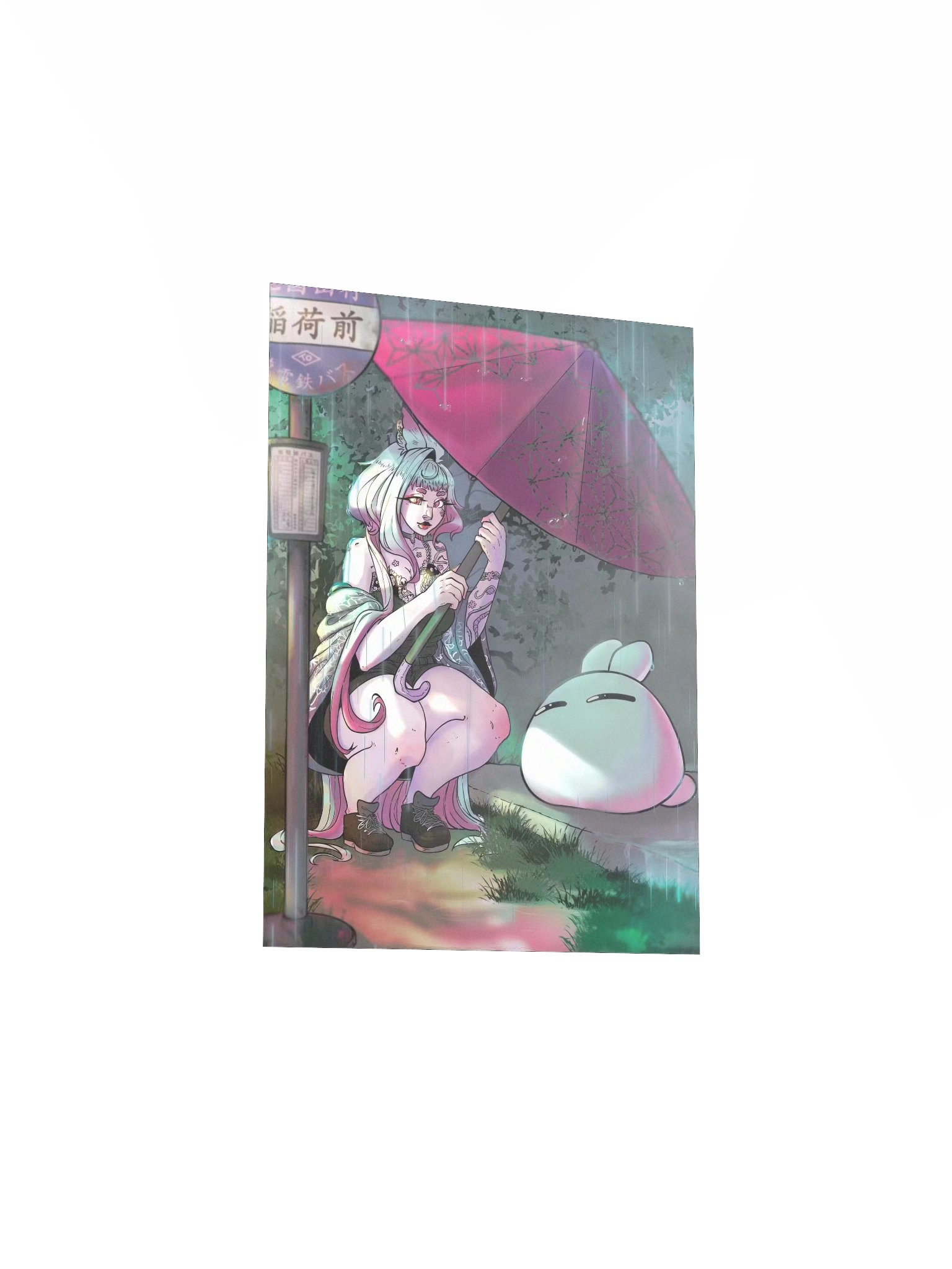 Dango's Rainy Bus Stop Print product image (7)
