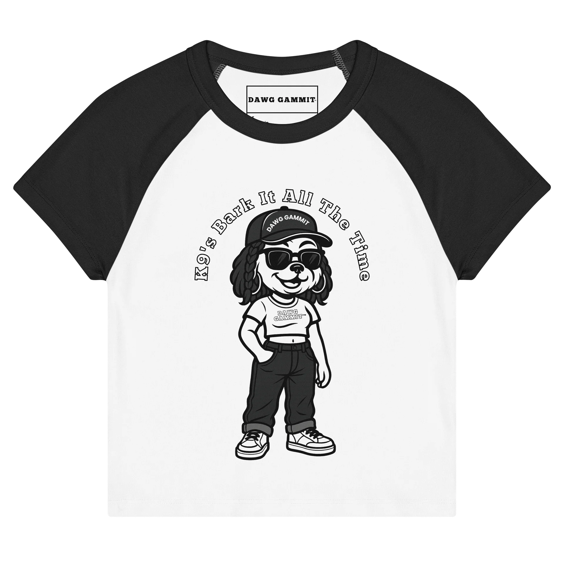 DAWG GAMMIT™ Female Yorkshire Terrier Black White Baby Tee product image (3)