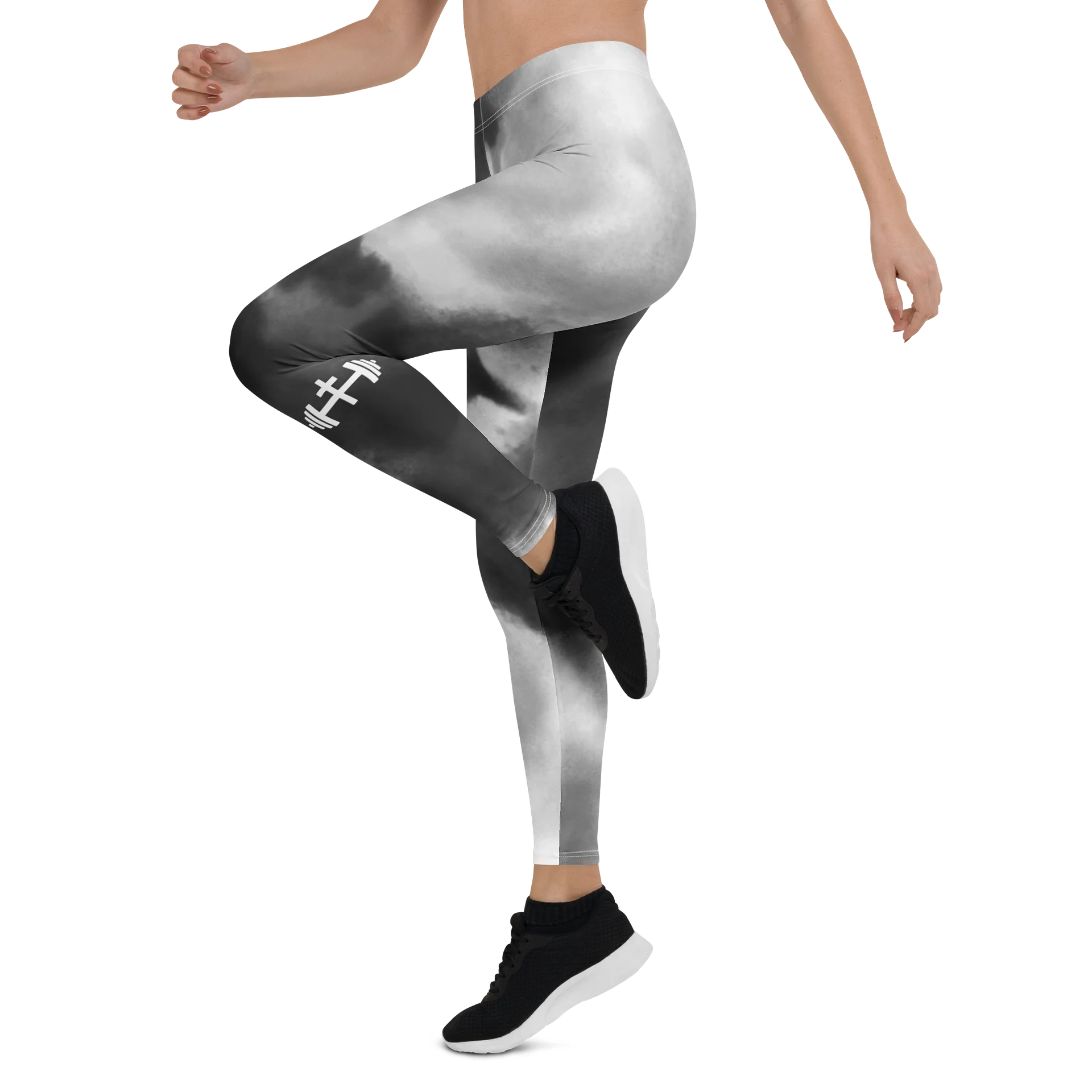 His House Womens Performance Leggings - B&W Tie Dye product image (5)