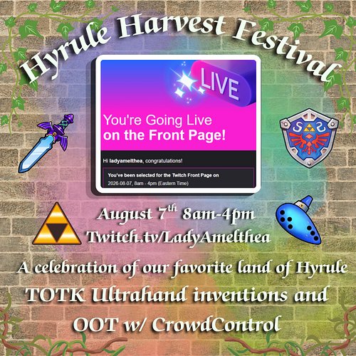 I'm honored and in shock.

I'll be live on @Twitch Front Page on August 7th from 8am-4pm EDT. I'll be putting on an event I a...