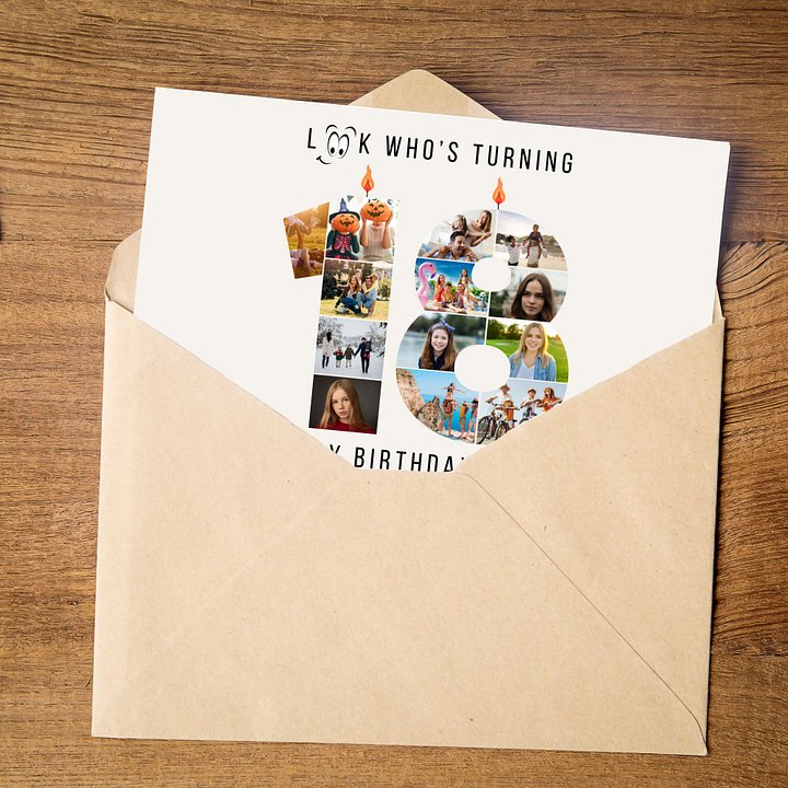 18th Birthday Number Photo Card Canva Template product image (2)