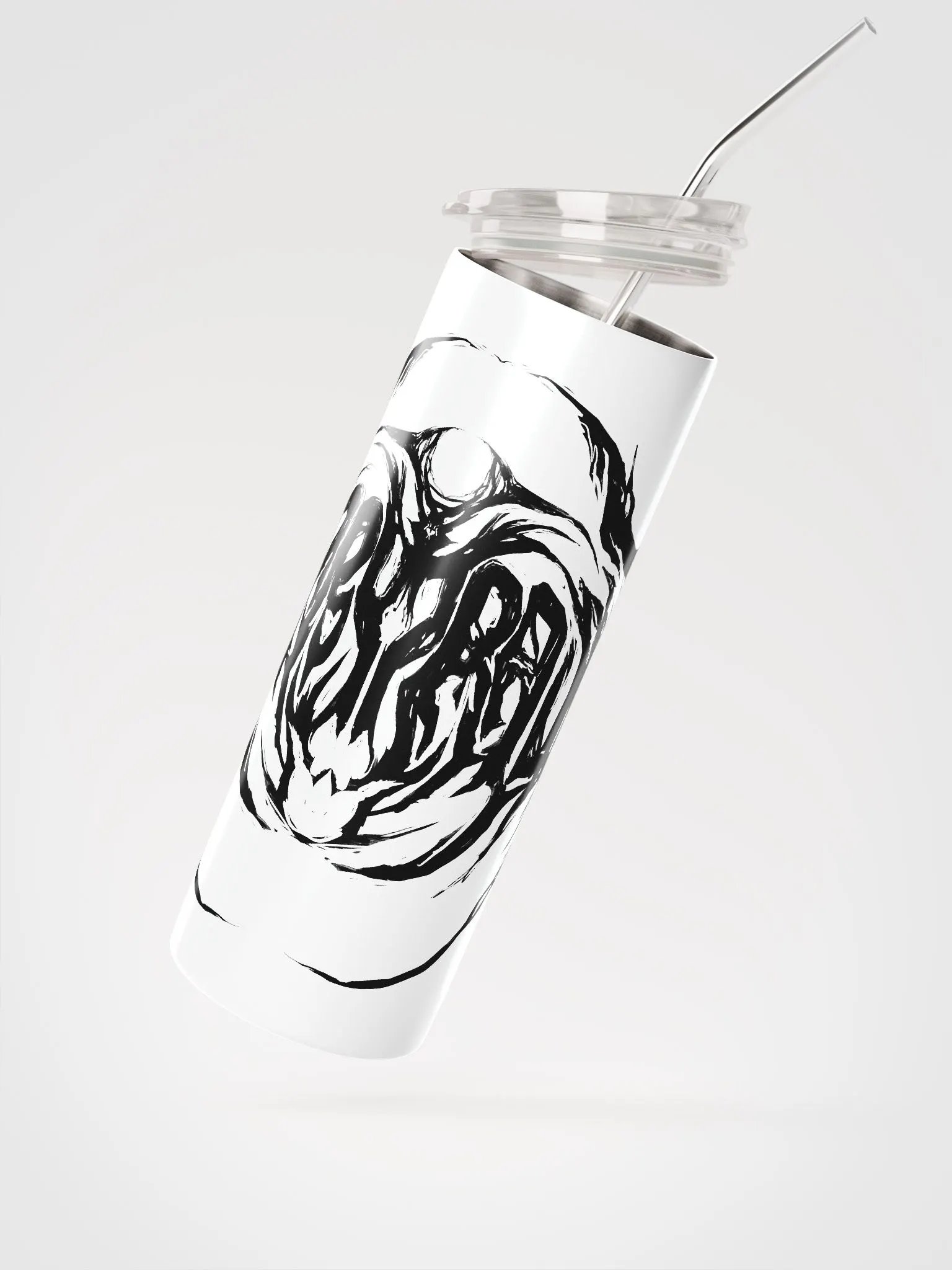 Furry Trash Tumbler - Metal Logo (Black on White) product image (2)
