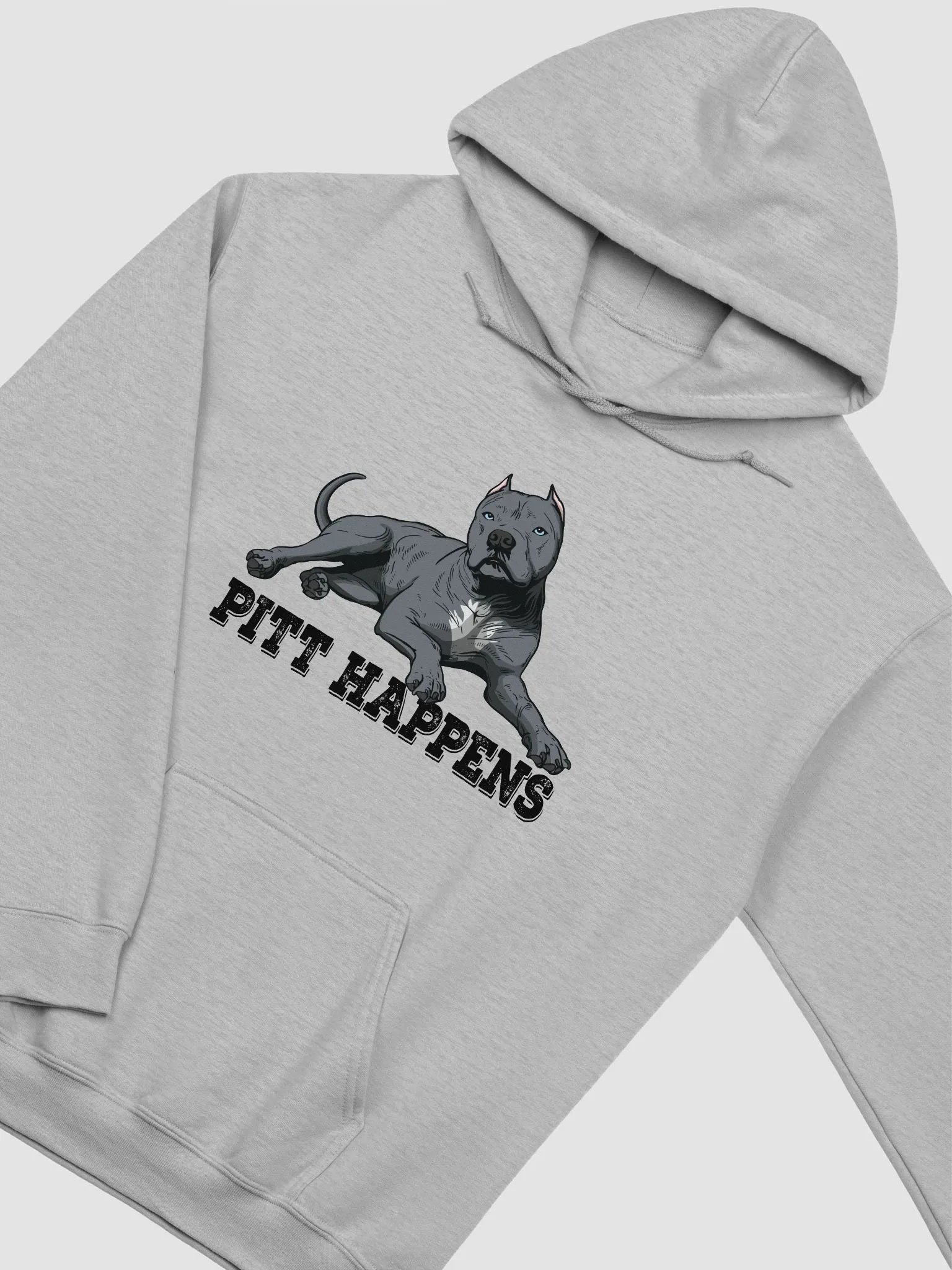 Pitt Happens Hooded Sweatshirt of a Pitbull Terrier (Cropped Ears - Blue) | Funny Hoodie for Pitbull, Bully, and Staffordshire Terrier Paw-rents product image (5)