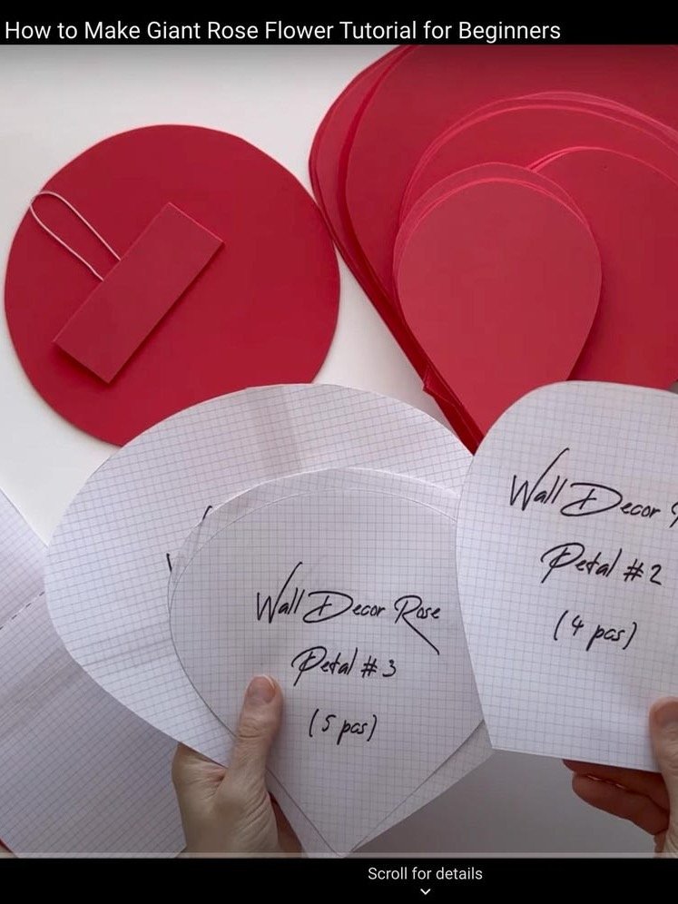 Giant Foam Rose for Wall Decor: Templates + Materials Checklist with links + Video Tutorial on YouTube product image (3)