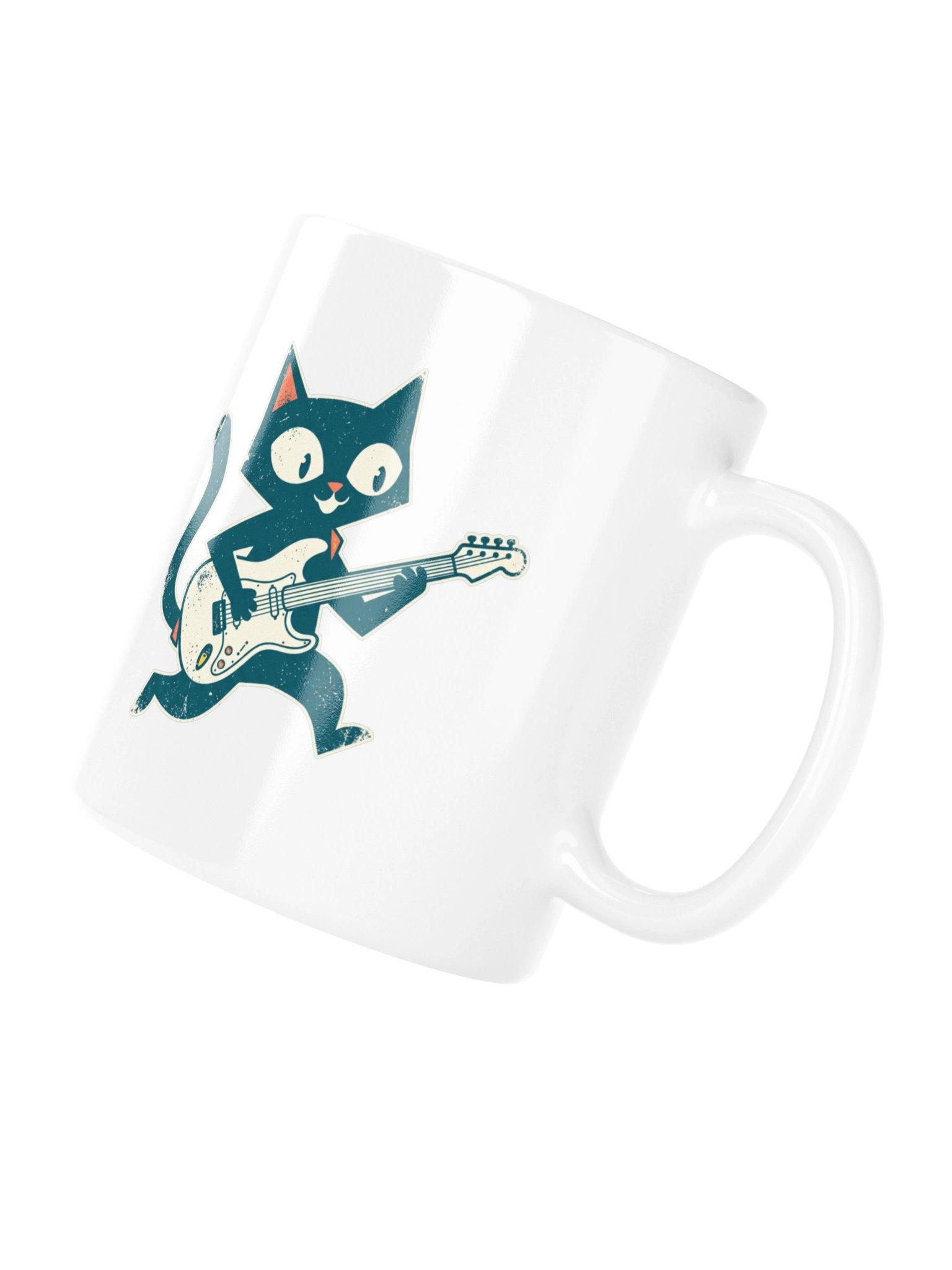 Retro Cat Playing Electric Guitar Mug – Vintage Rock Cat Coffee Mug, Funny Guitarist Gift for Cat Lovers product image (10)