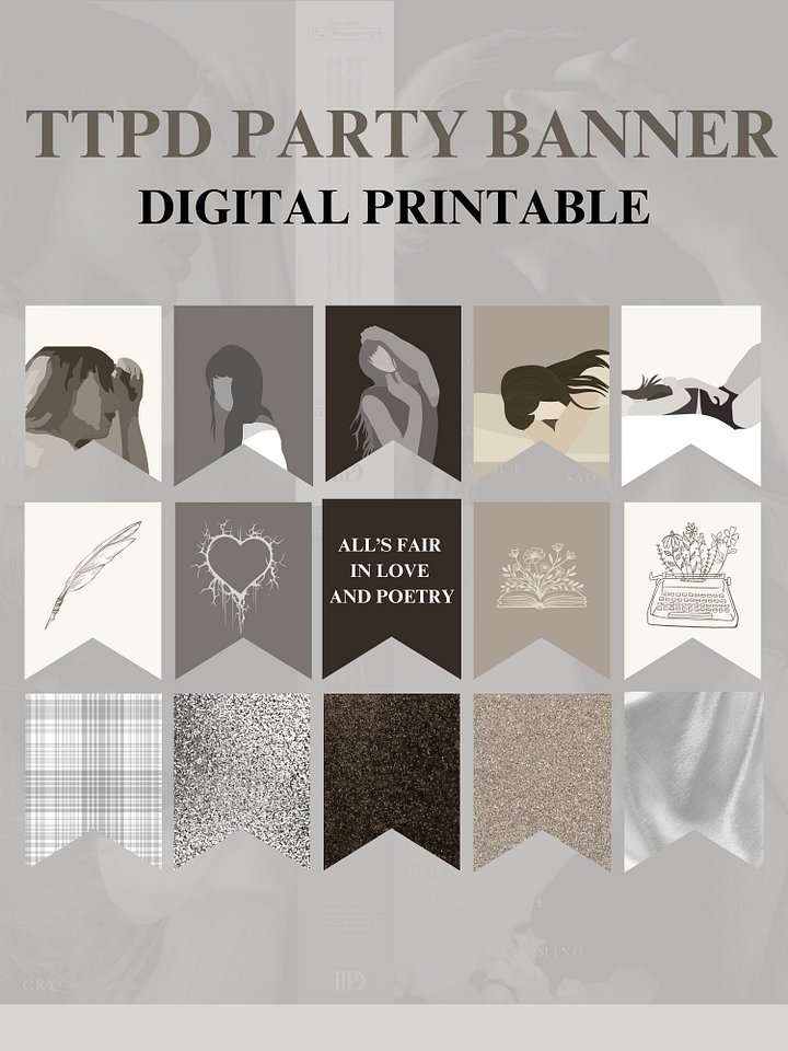 Printable TS tortured poets department Banner | Digital Download TTPD Party Decor | TS Eras Swifties Taylor SwiftNew Digital Product product image (1)