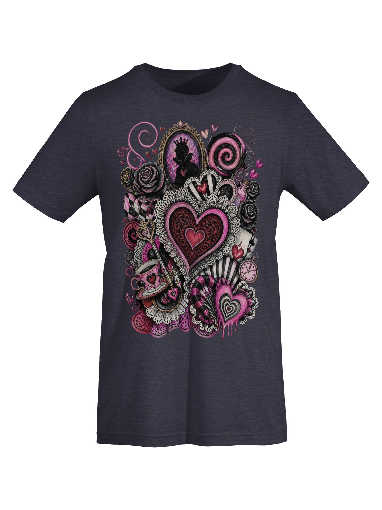 Queen of Hearts Wonderland T-Shirt, Whimsigoth Punk-Pink Collage product image (62)
