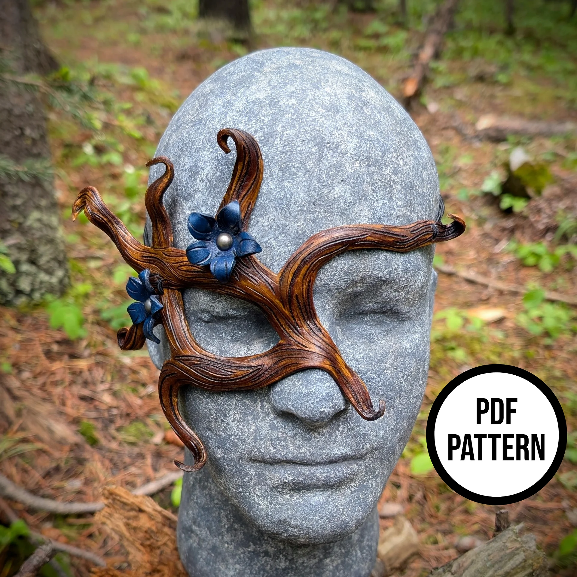 Woodland Half Mask - PDF Pattern for Leathercraft product image (2)