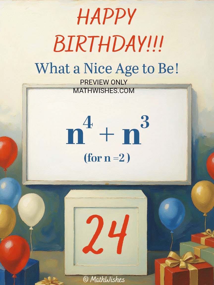 24th Birthday Card - Algebra Equation product image (1)