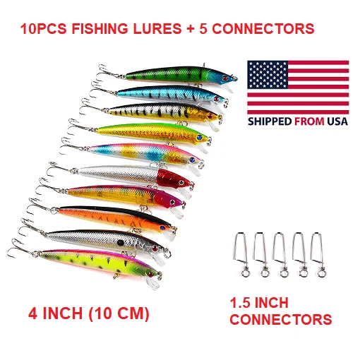 10-Piece Premium Fishing Lures Set - Hard Crankbait Jerkbait Bass Tackle Kit product image (1)