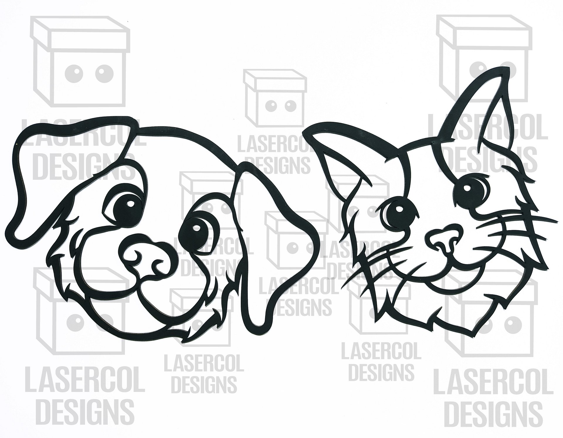 Cute Dog and Cat Wall Art - Laser Cut Files product image (6)