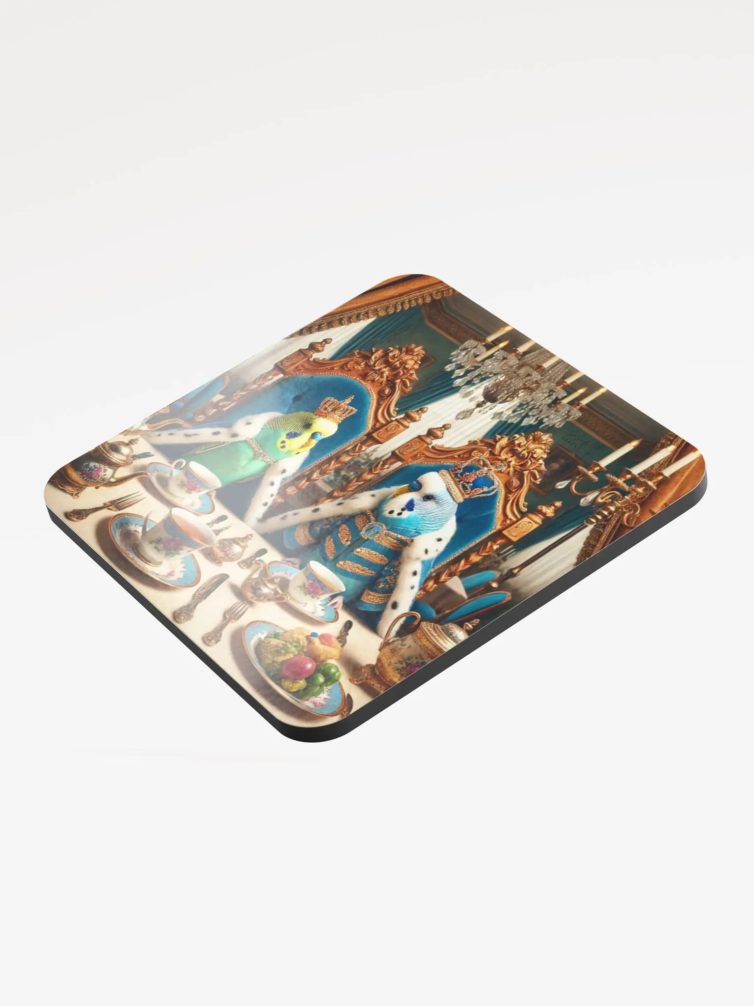 Perch & Sip – Glossed Cork Coaster with Parakeet Art 11 product image (3)