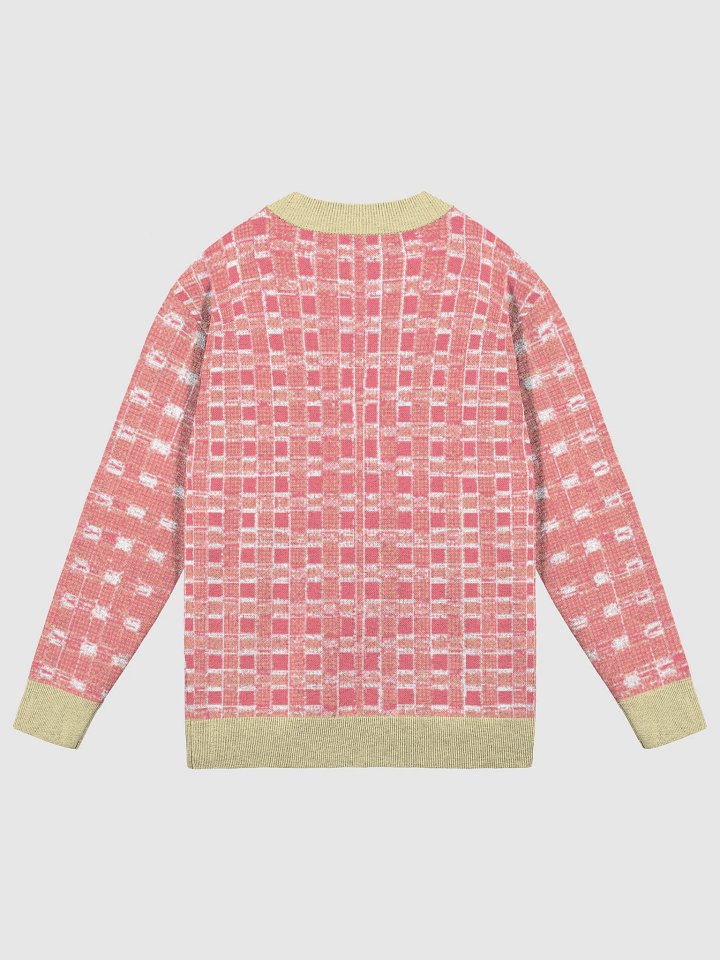 PIXEL GRID | KNIT CARDIGAN - PASTEL CORAL & CREAM product image (2)