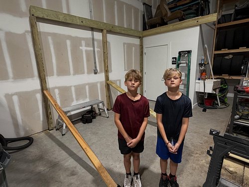 These thugs helped me start phase one of the office/ chill room in the shop. Going to have a sofa, tv, desk, fridge, and. mos...