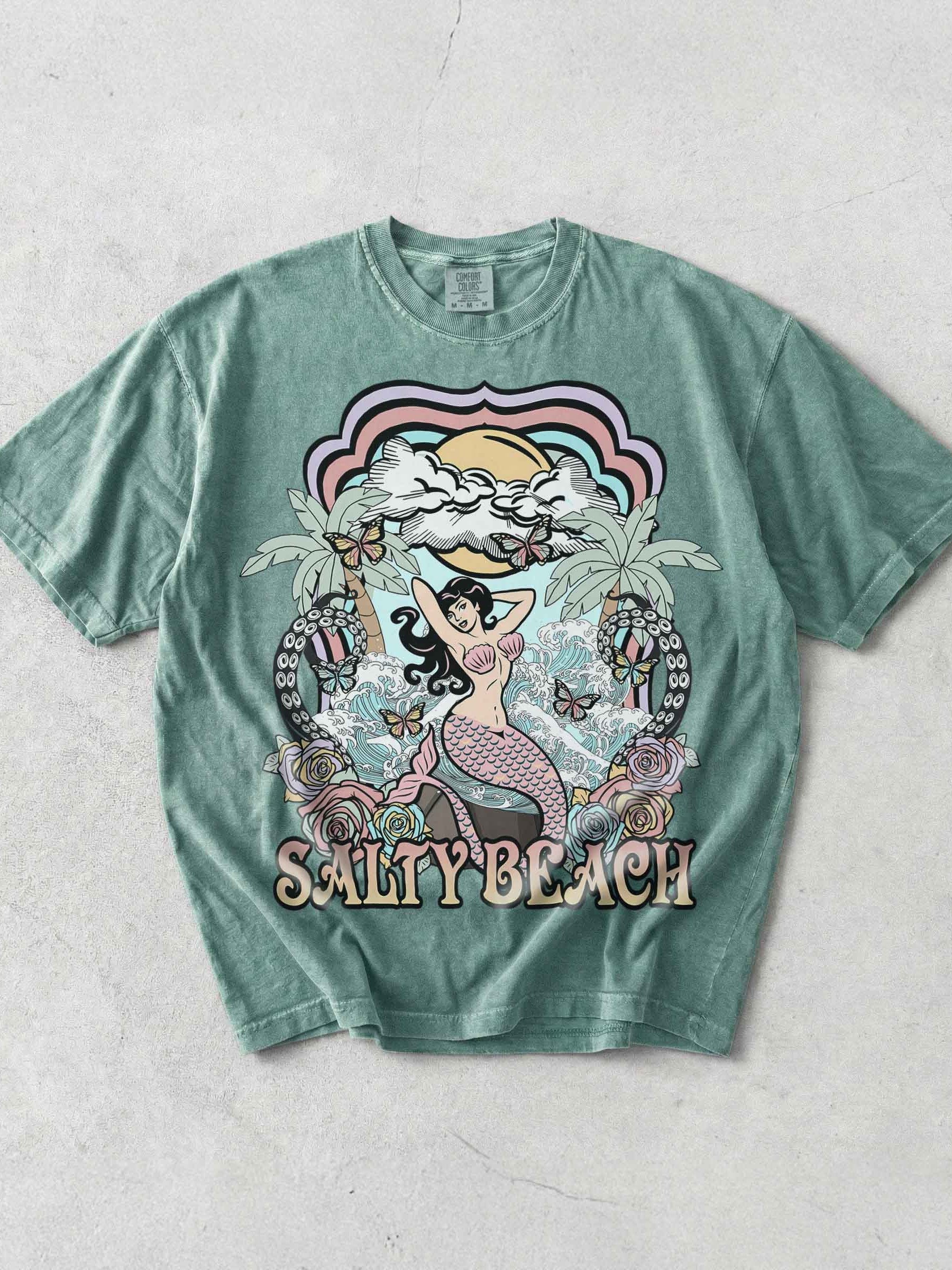 Salty Beach Mermaid Shirt – Tropical Ocean Travel Souvenir Vintage Beach Tee product image (1)
