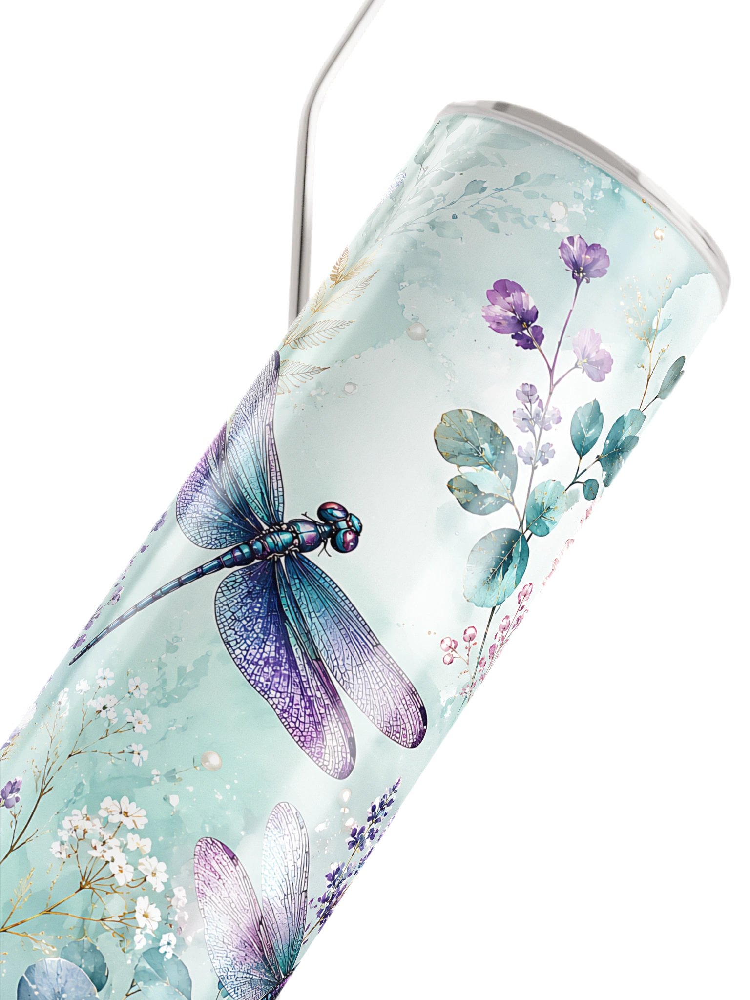 Dragonfly Garden Tumbler | Floral Watercolor Cup product image (4)
