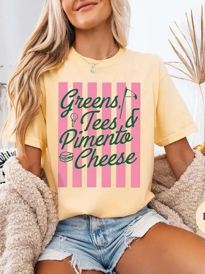 Greens, Tees & Pimento Cheese T-Shirt – Preppy Golf Apparel for Women – Masters Inspired Tee product image (2)