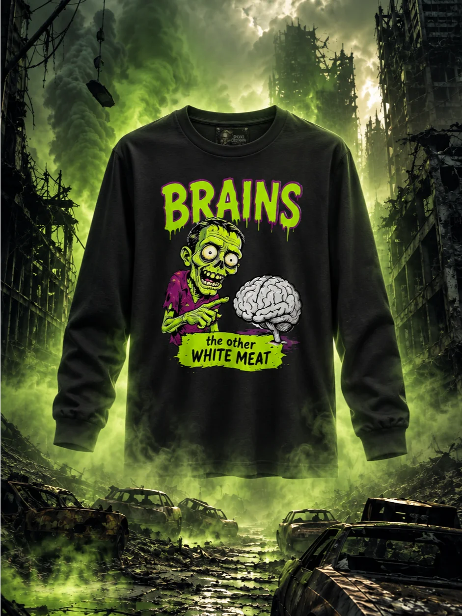 Brains: The Other White Meat - Cartoon Edition – Long Sleeve Shirt product image (1)