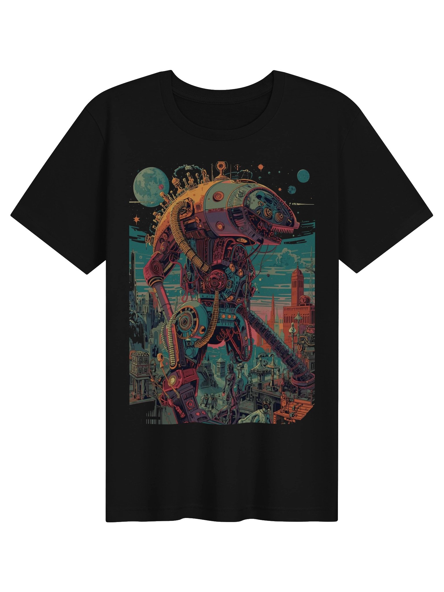 Steampunk Robot Cityscape Lightweight T-Shirt product image (1)