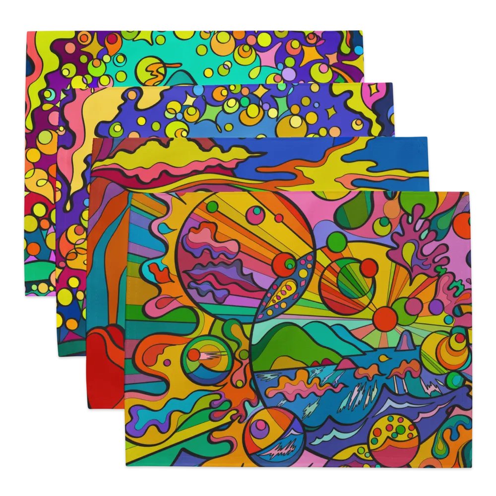 Vibrant Swirls Placemat Set – Colorful Marine Life product image (1)