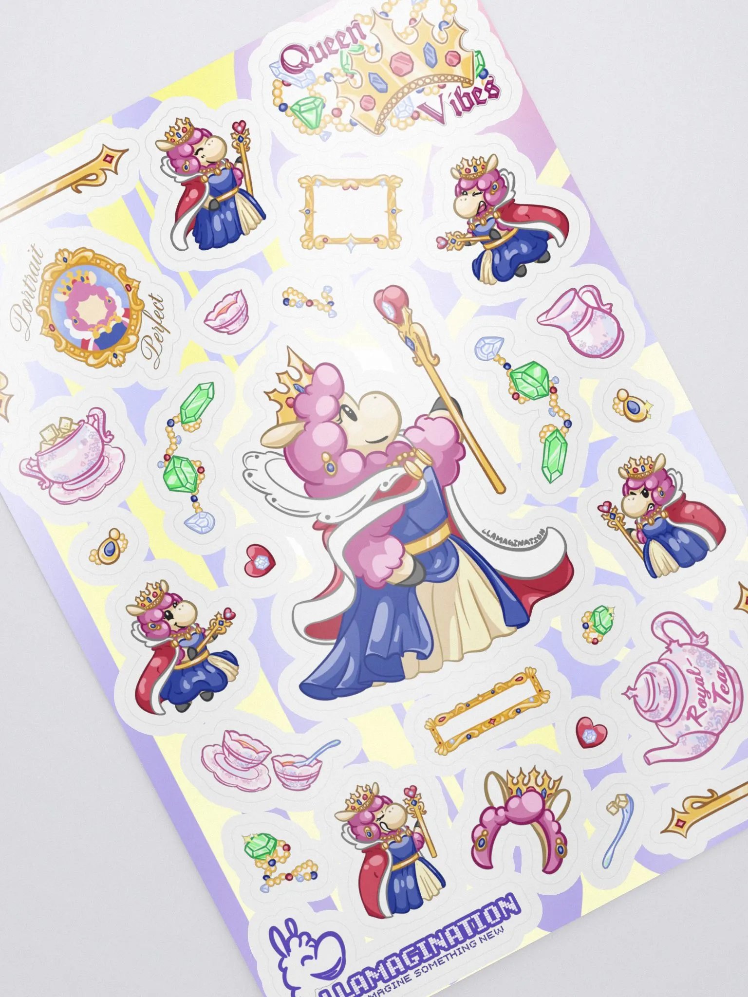 Llama Queen Sticker Set w/ Background product image (2)