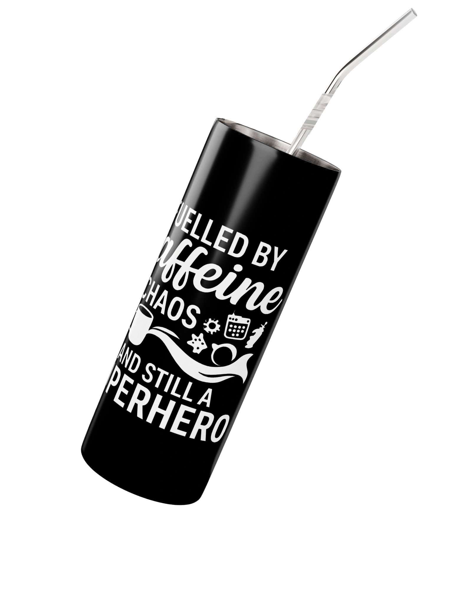Fueled by Caffeine & Chaos — Superhero Tumbler product image (2)