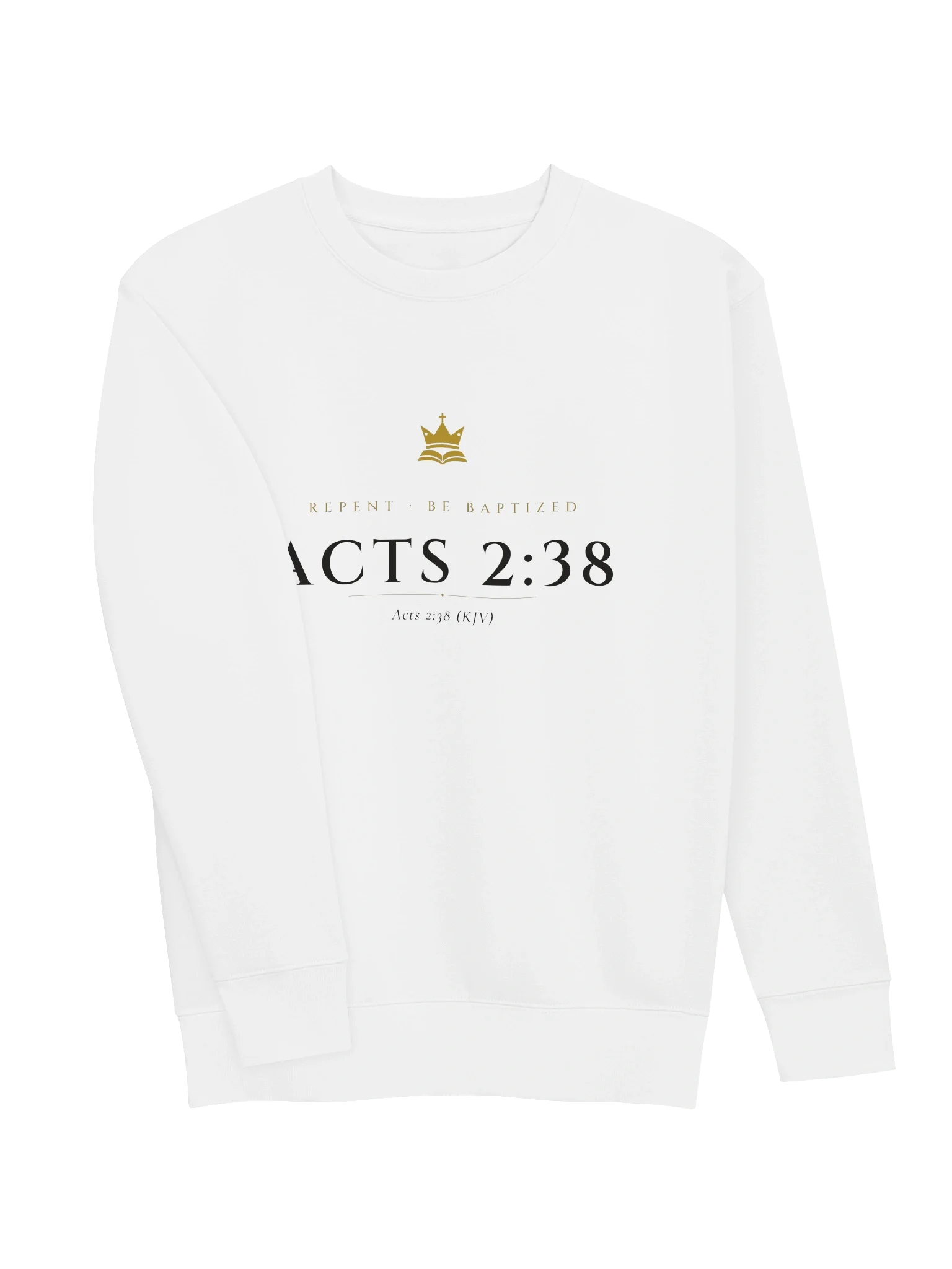 Acts 2:38 Crewneck - White, view 3 — Christ Is King crewneck