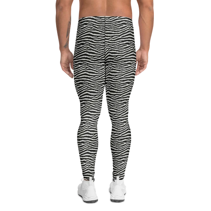 Black Zebra Stripe Fashion Print Men's Leggings product image (2)