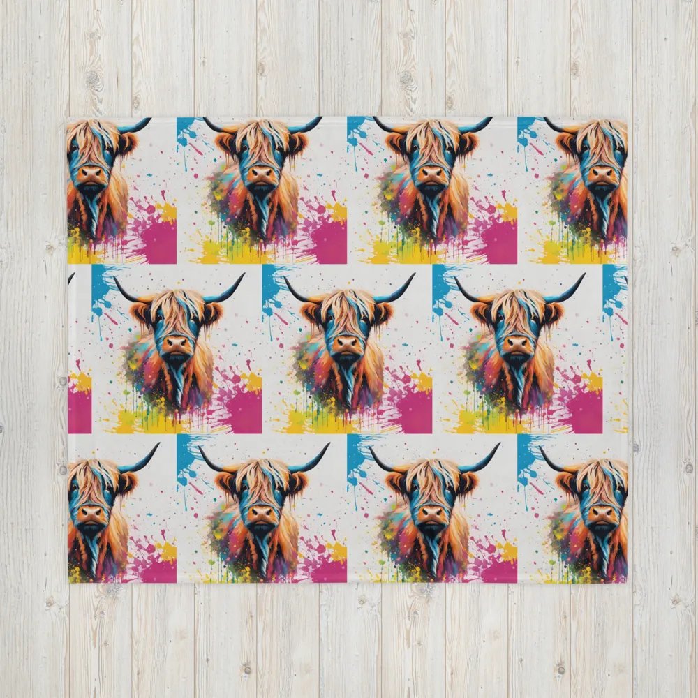 Multi Coloured Paint Splash Highland Cow Blanket product image (10)