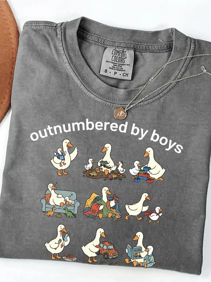 Outnumbered by Boys Duck Mom Shirt - Funny Boy Mom Mother's Day Tee product image (1)