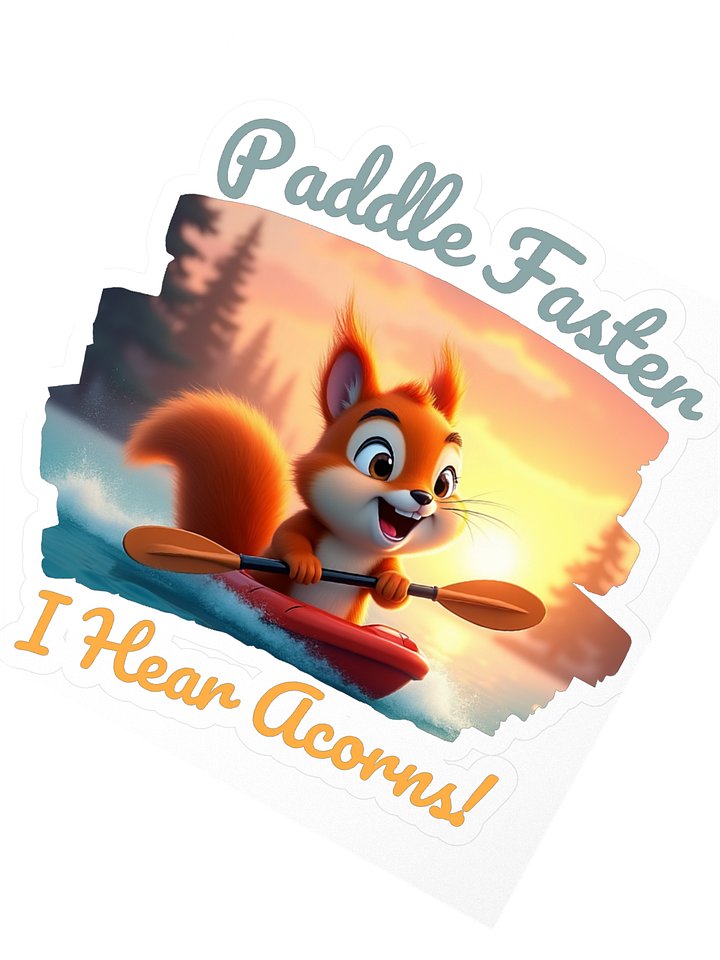 Paddle Faster, I Hear Acorns – Funny Kayaking Red Squirrel Kiss Cut Sticker product image (2)