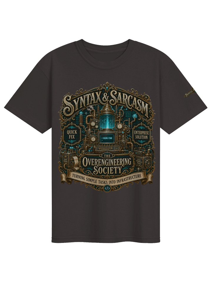 Syntax & Sarcasm Overengineering Society Heavyweight Coding T-Shirt product image (9)