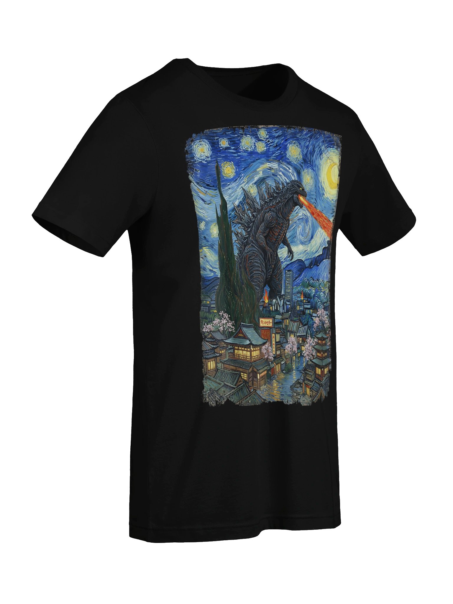 Kaiju Monster Starry Night Vintage Japanese Art Parody T-Shirt product image (73)