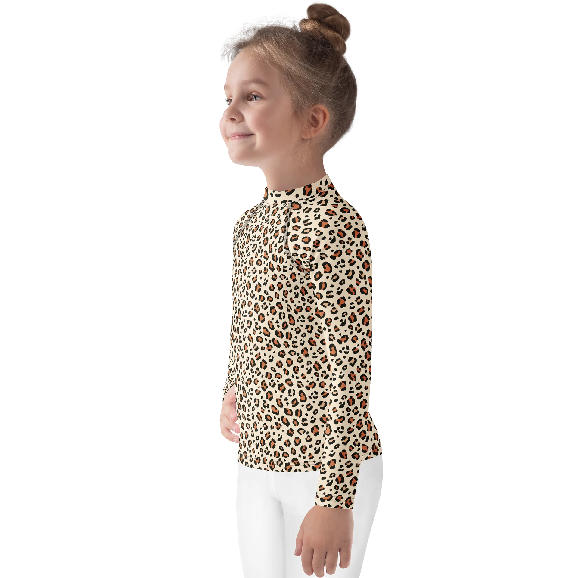 Bold Brown Leopard Skin Print Kids Rash Guard product image (3)