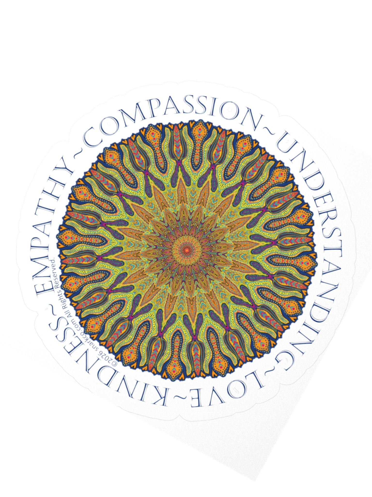Mandala Kaleidoscope Stickers: Beautiful Burst Design Says: Empathy Compassion Understanding Love Kindness product image (2)