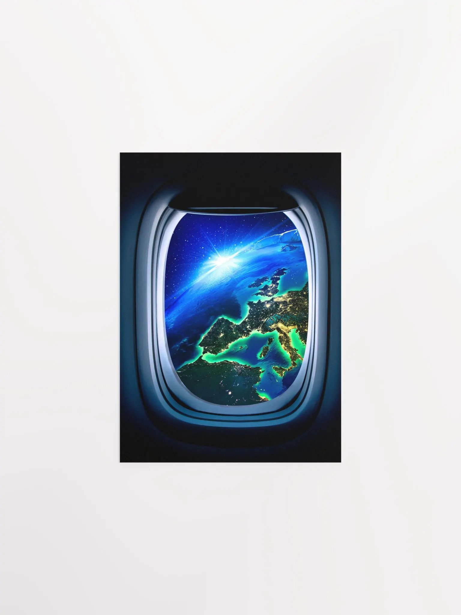 Airplane porthole/window and Earth orbit — Photo paper glossy poster. Space poster, space print, travel gift product image (6)