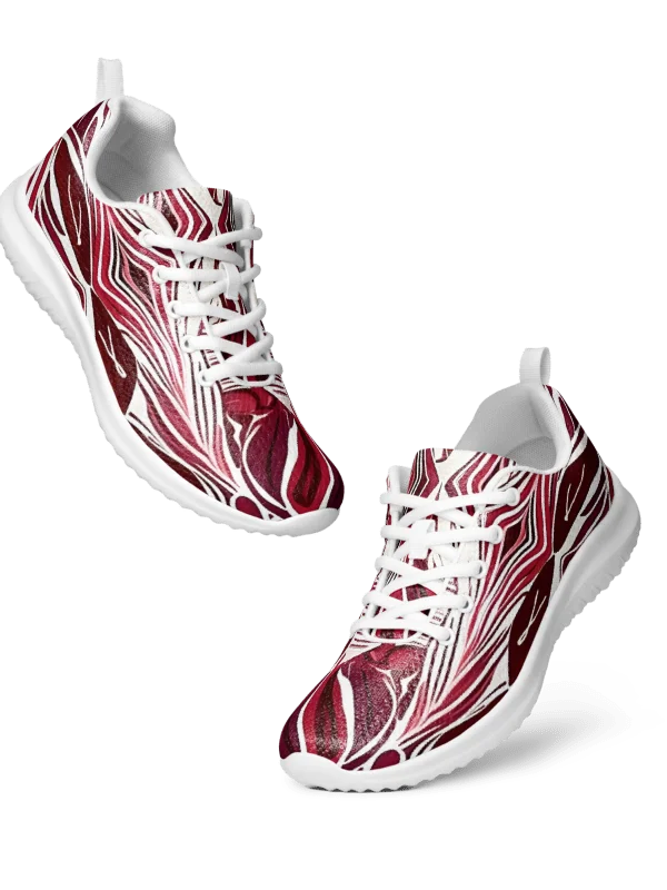Women's Burgundy & White Abstract Art Painted Athletic Kicks product image (5)