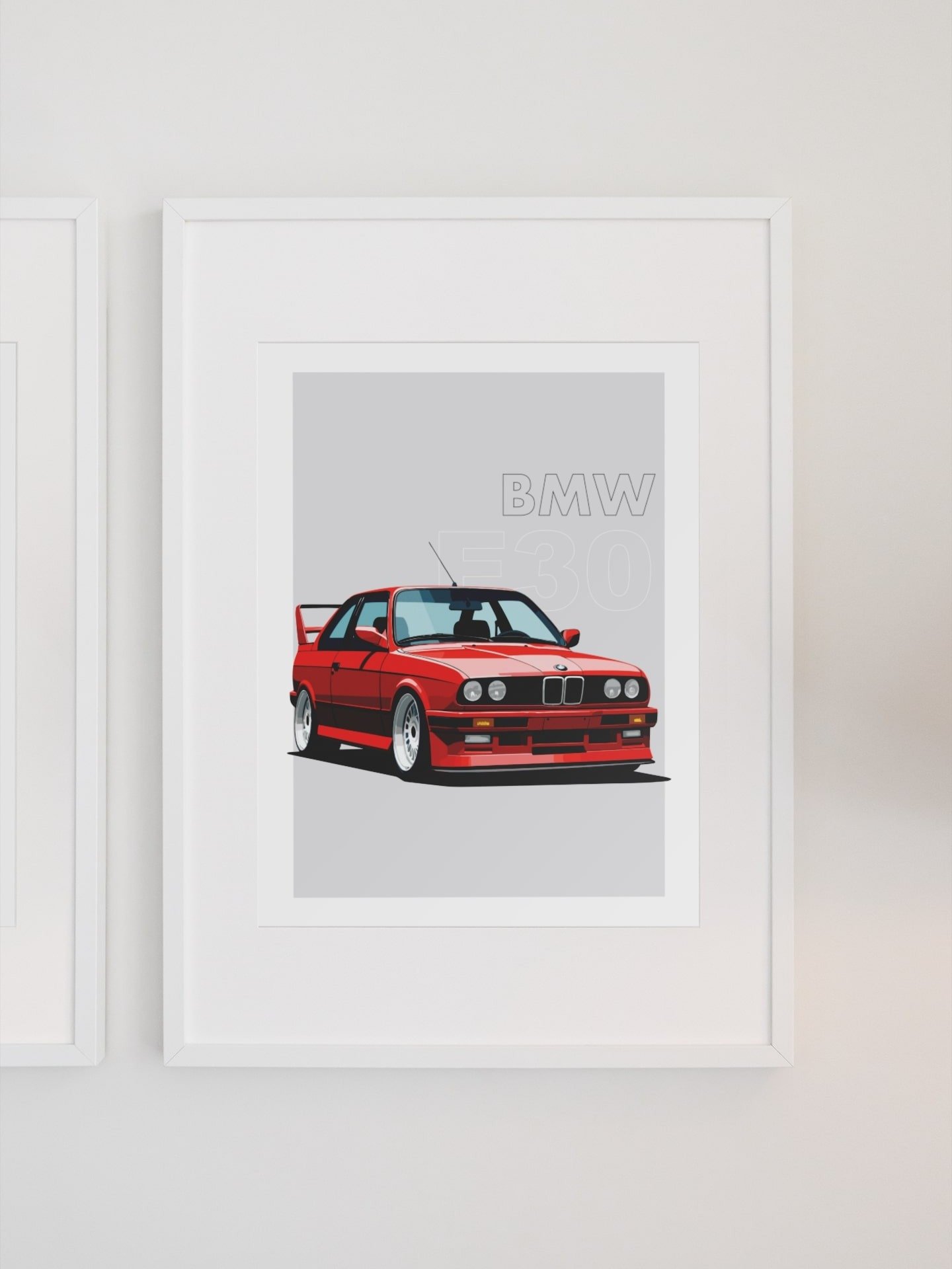 Classic BMW E30 Poster, Vintage Sports Car Illustration, Iconic Red Coupe Print, Retro Automotive Art, German Engineering Enthusiast product image (1)