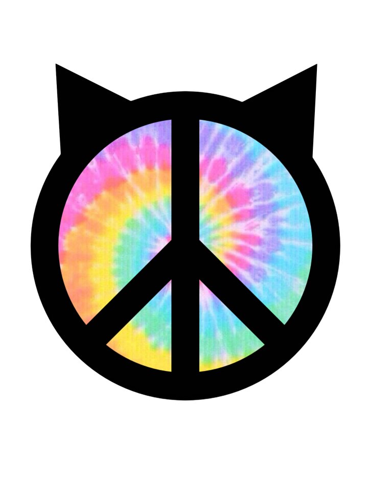 Tie-Dye Black Cat Peace Sign sticker product image (1)