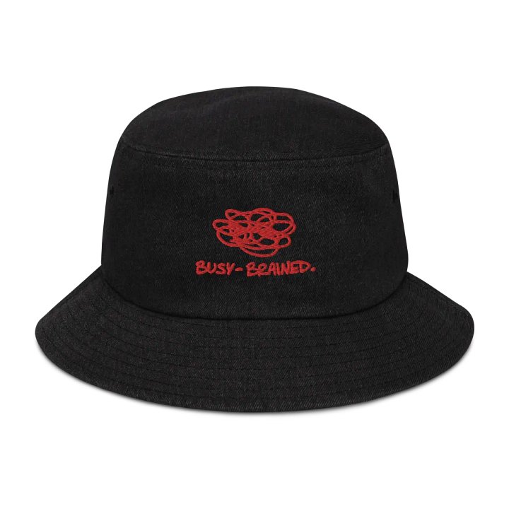 BUSY-BRAINED (red) embroidered denim bucket hat product image (1)