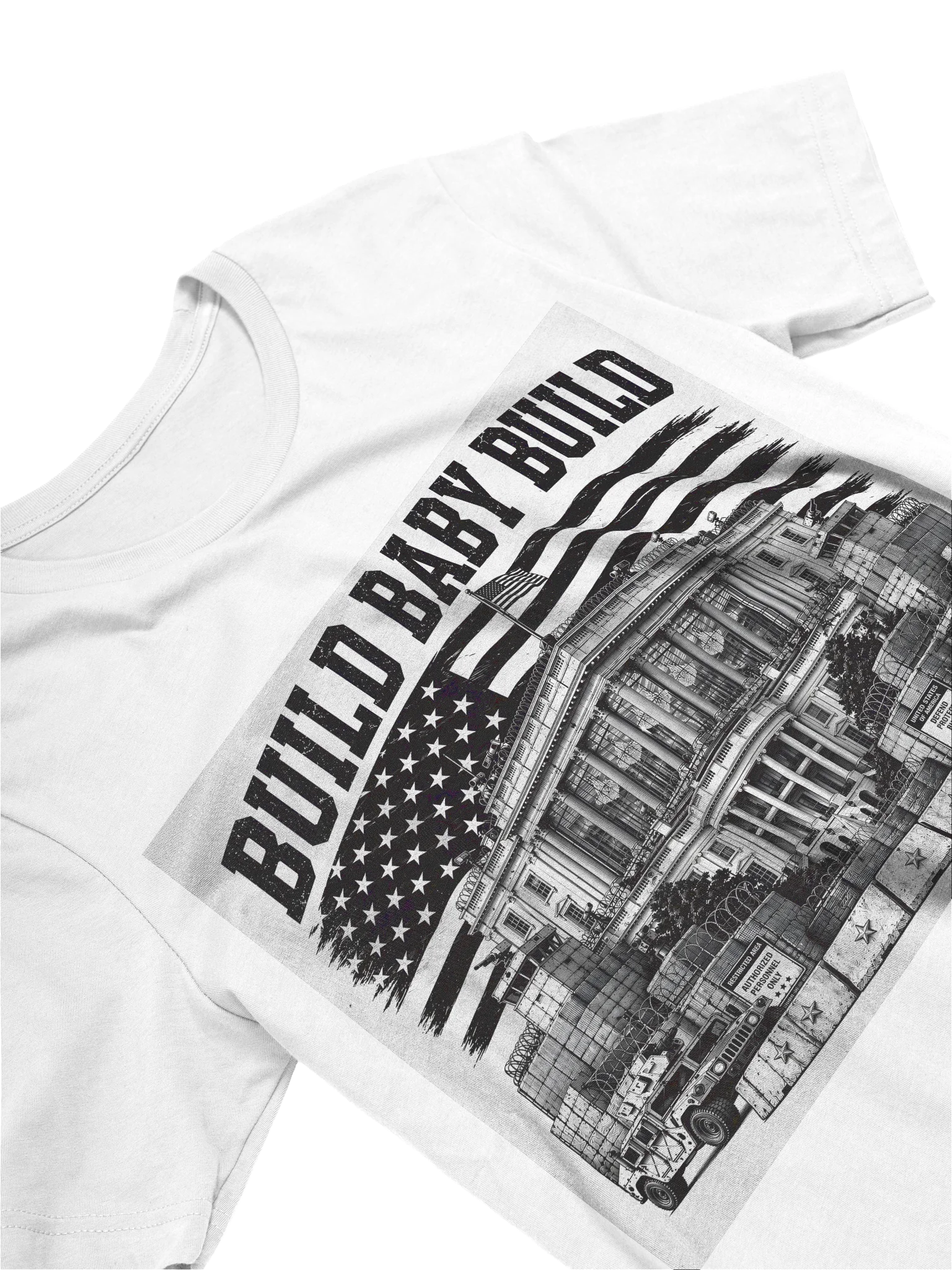 Women’s BUILD BABY BUILD — B/W Ballroom Graphic White Blend tee product image (3)