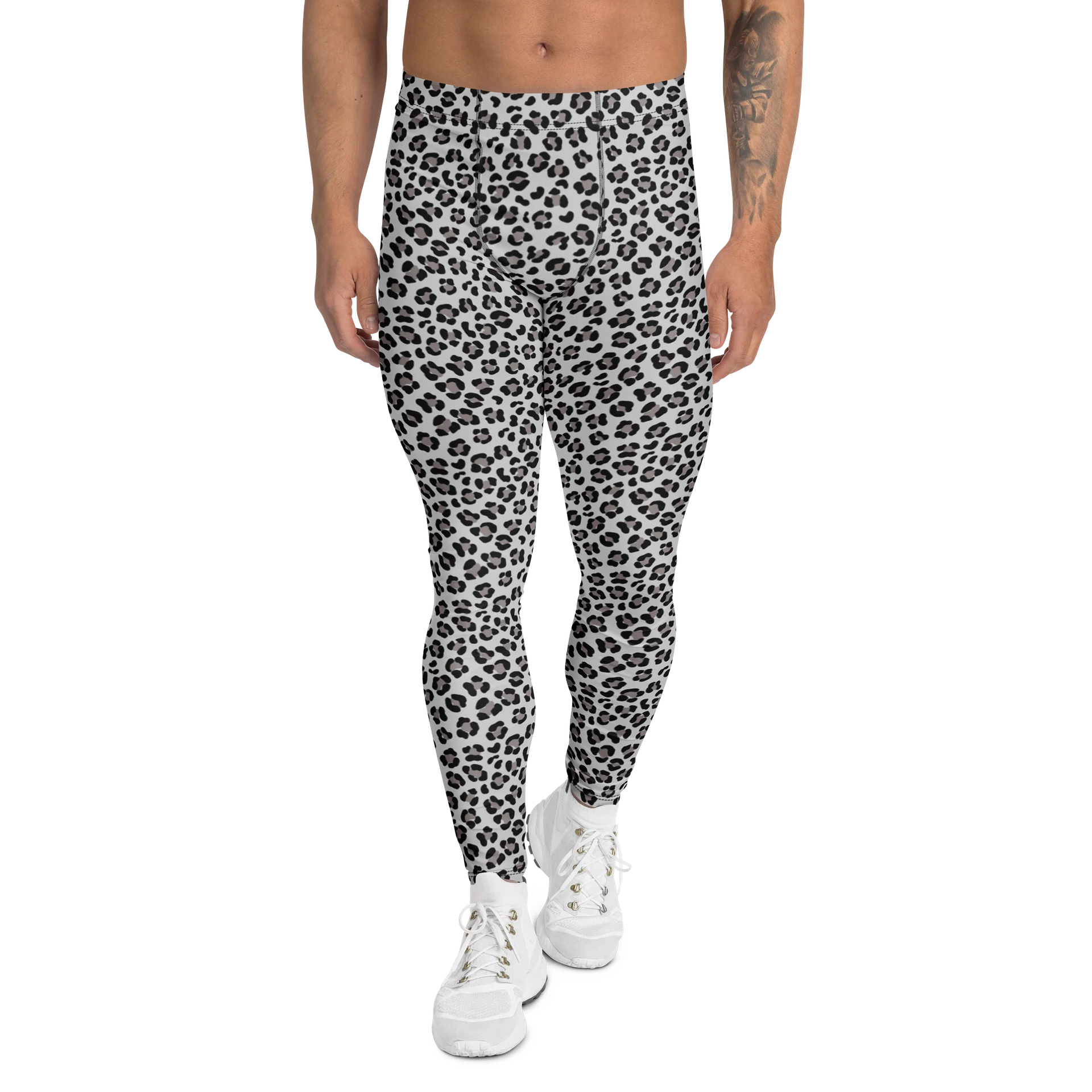 Comfortable Men's Leggings Bold Grey Leopard Print product image (1)
