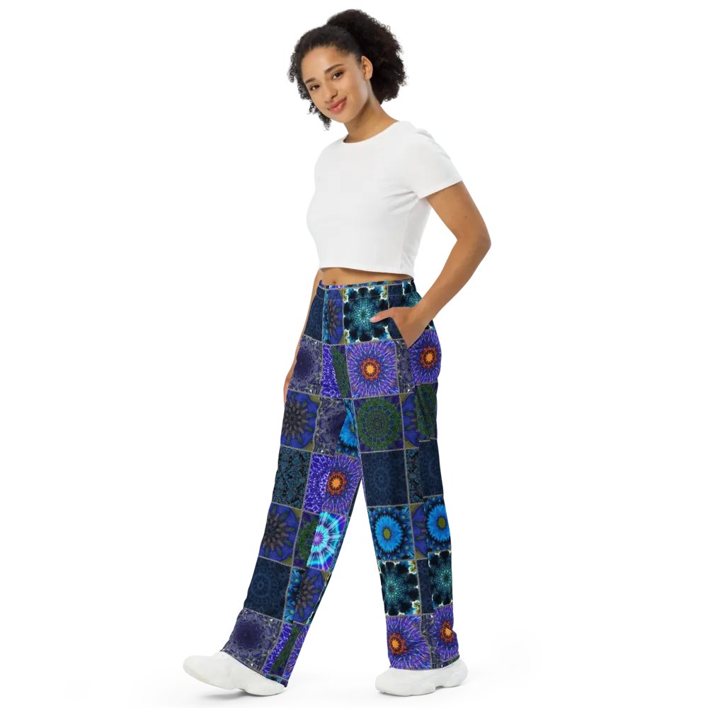 Blue Crazy Quilt Wideleg Pants product image (4)