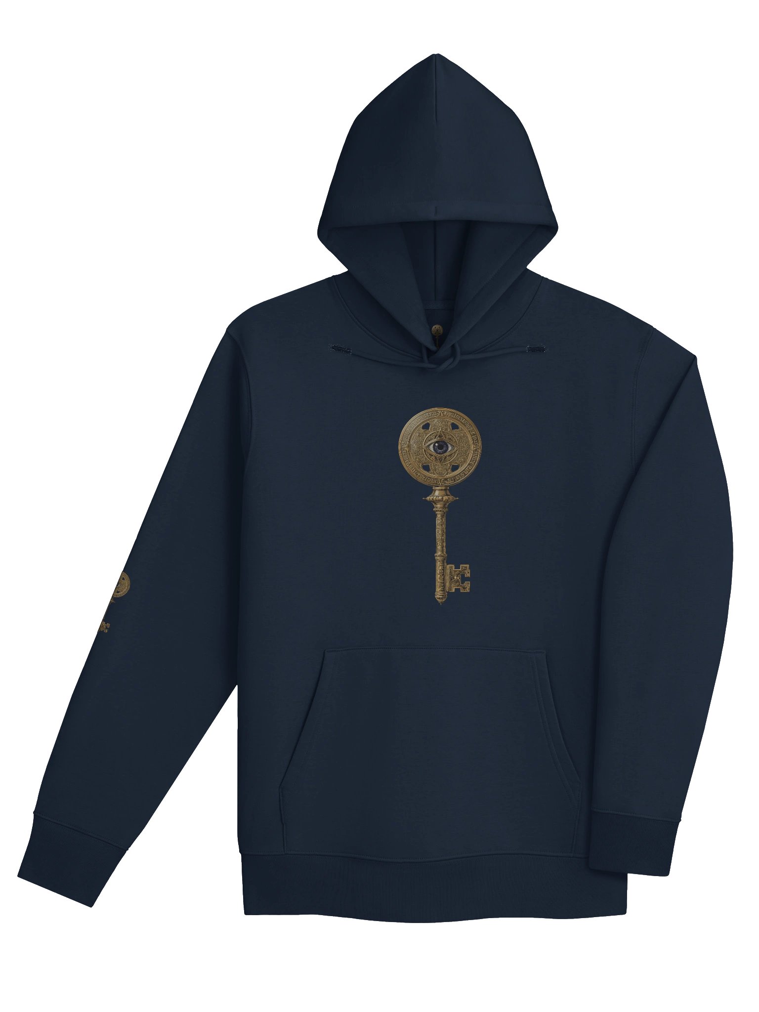 The Gatekeeper’s Key – French Navy Sigil Arm Edition (Front + Right Sleeve Print) | Organic Hoodie product image (4)