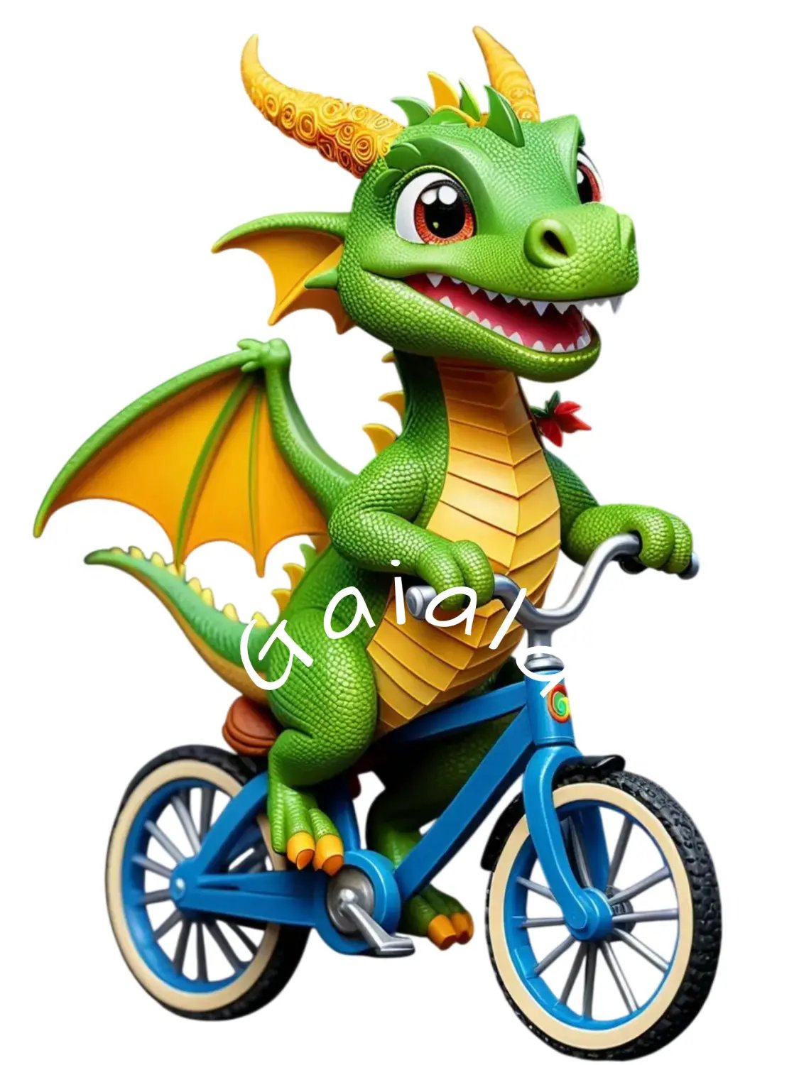 Baby Dragon Riding a Bike Kid Nursery Print Child Wall Art product image (1)