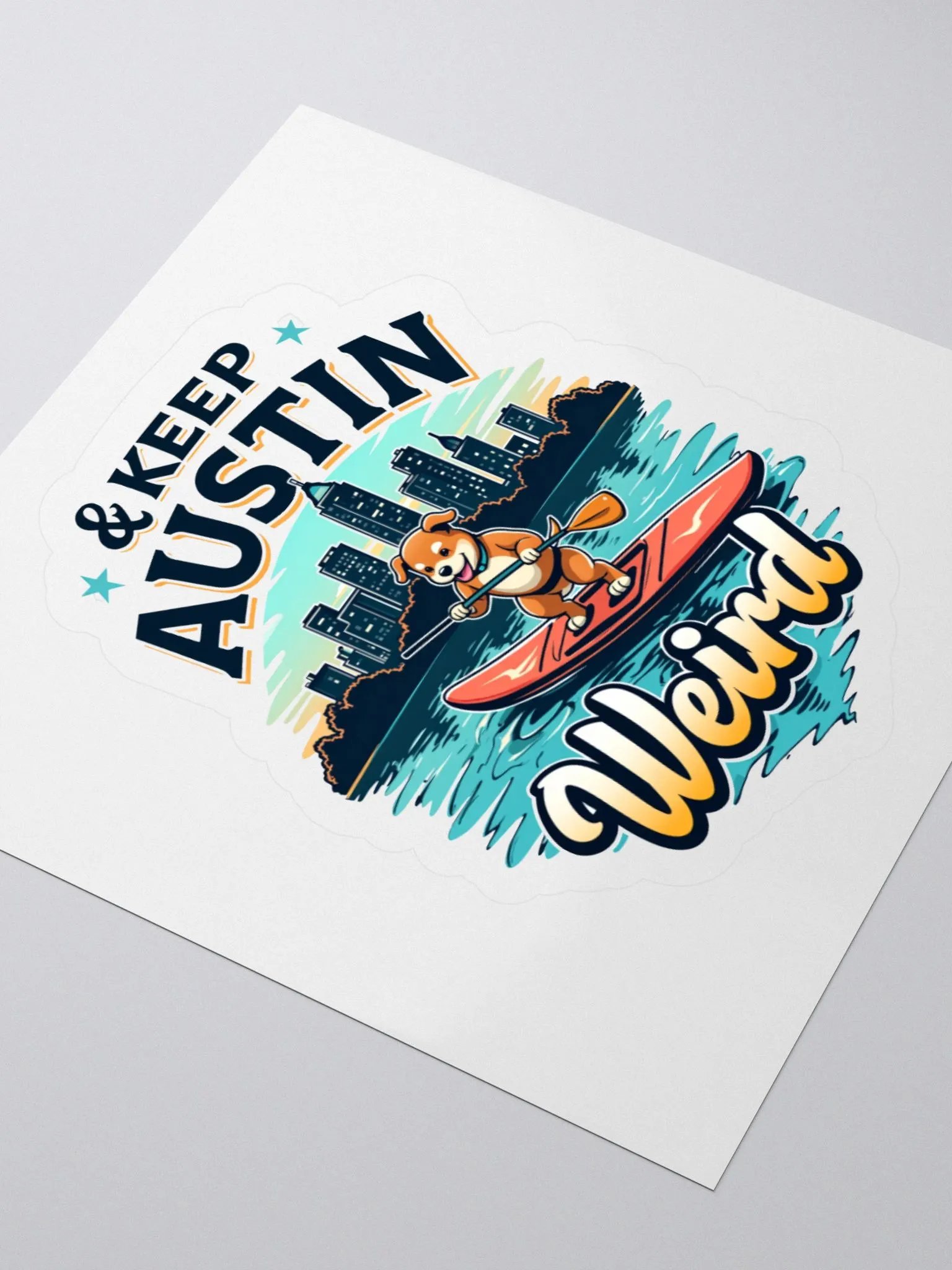 Keep Austin Weird Dog Paddleboarding Sticker product image (10)