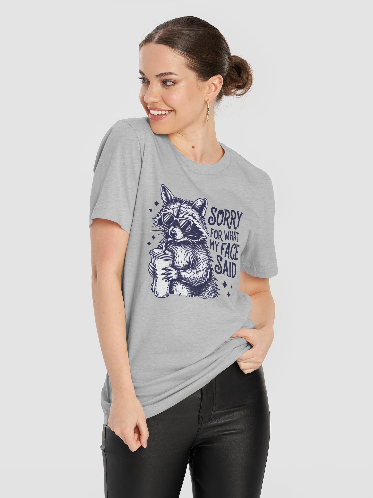 Sorry for What My Face Said T-Shirt | Funny Raccoon Graphic Tee product image (95)