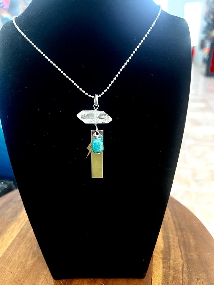 Herkimer, Turquoise, Lightning, Bar Necklace product image (1)